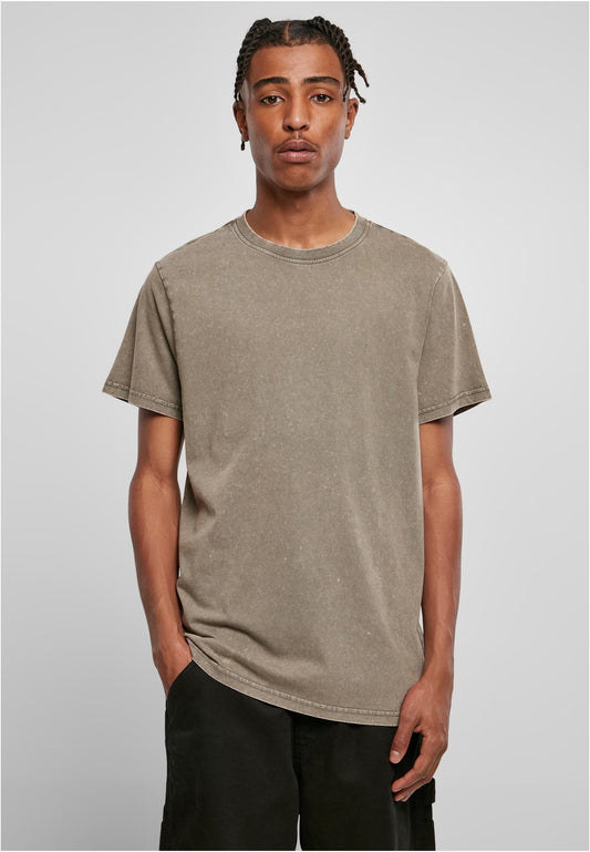 Acid Washed Round Neck Tee Dark Khaki
