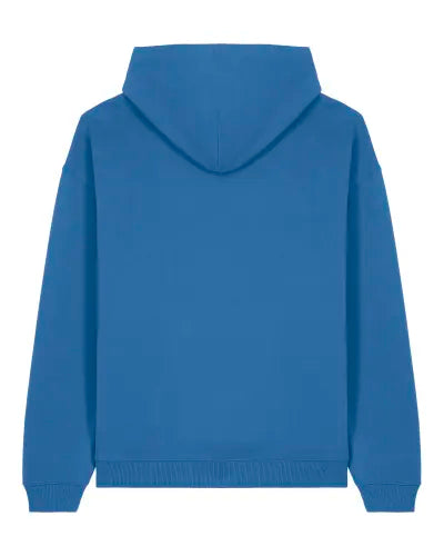 Back view of the “Meta-Absinthe” oversized hoodie with self-fabric half-moon detail by Katrin Valgemäe