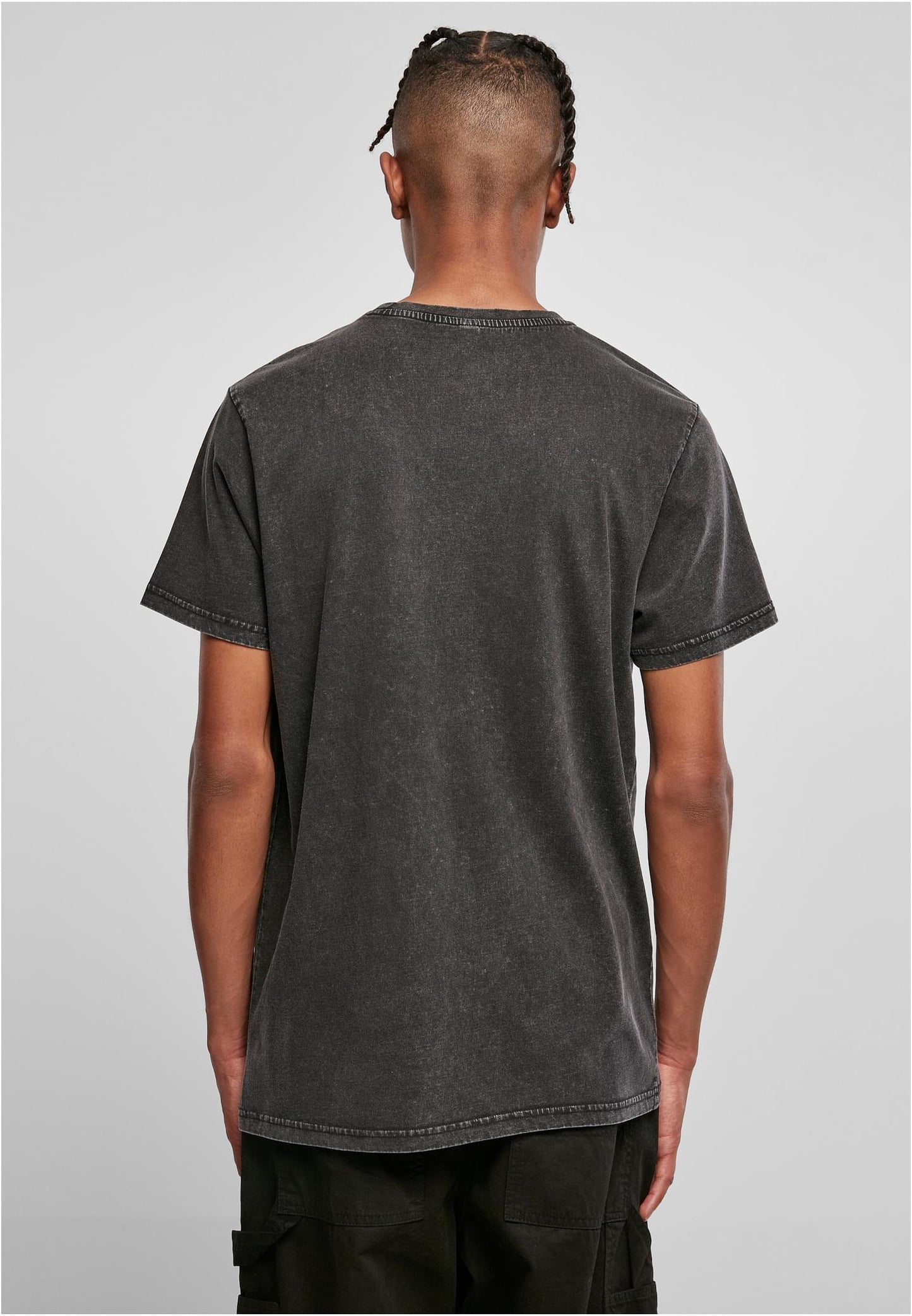 Acid Washed Round Neck Tee Black