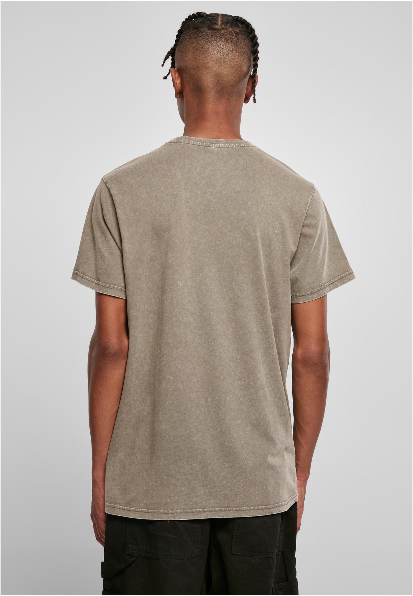 Acid Washed Round Neck Tee Dark Khaki