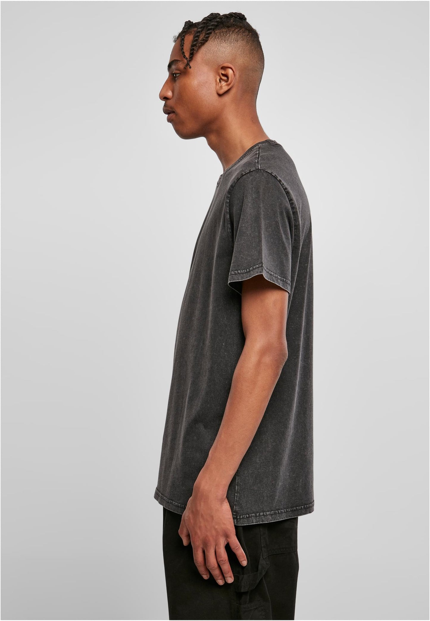 Acid Washed Round Neck Tee Black