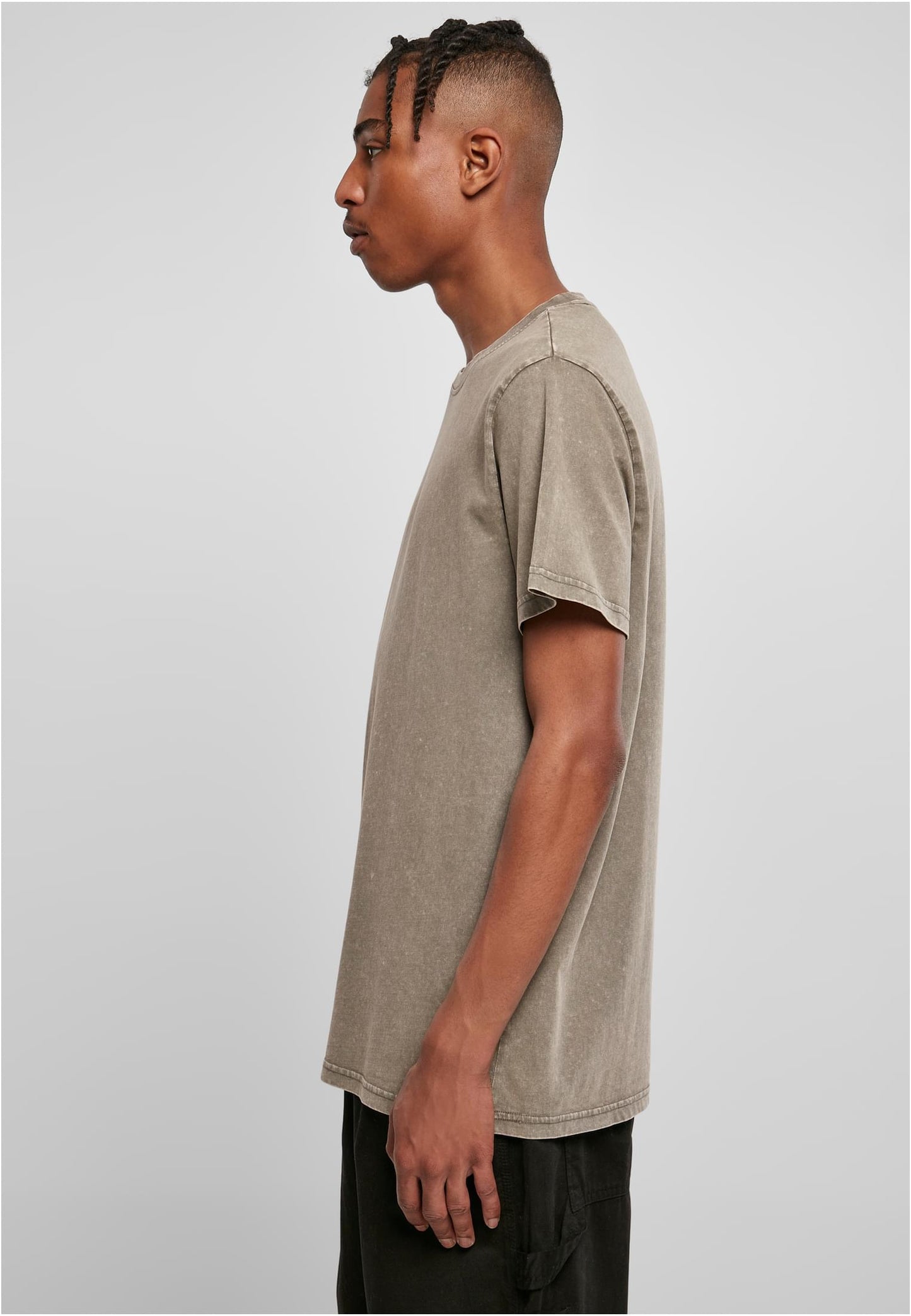 Acid Washed Round Neck Tee Dark Khaki