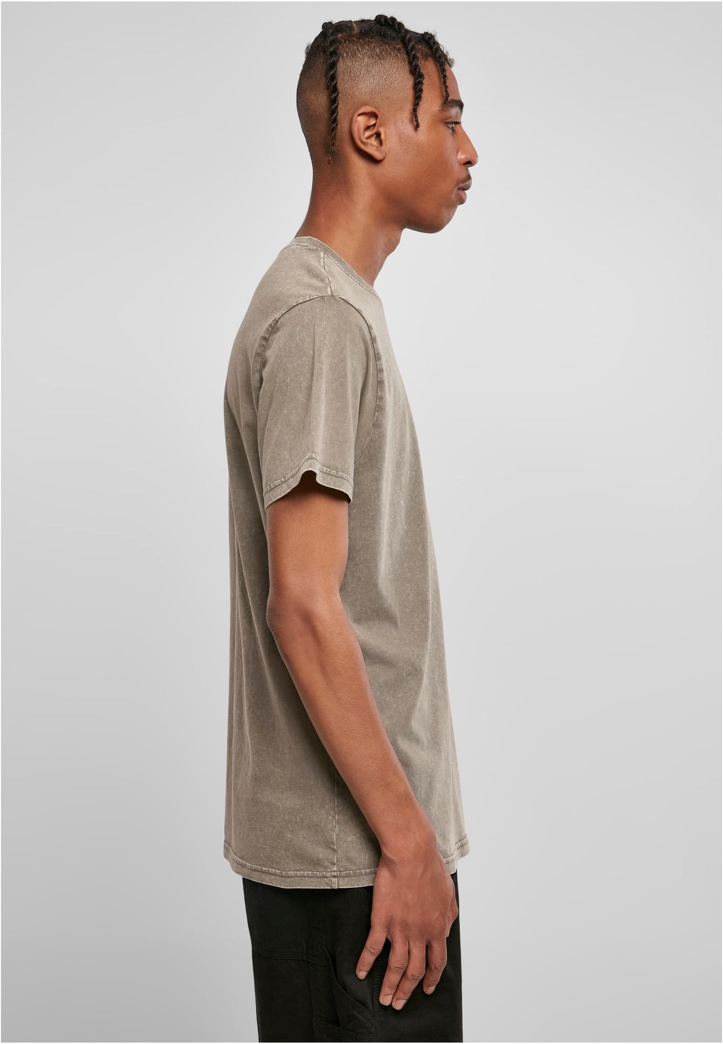 Acid Washed Round Neck Tee Dark Khaki