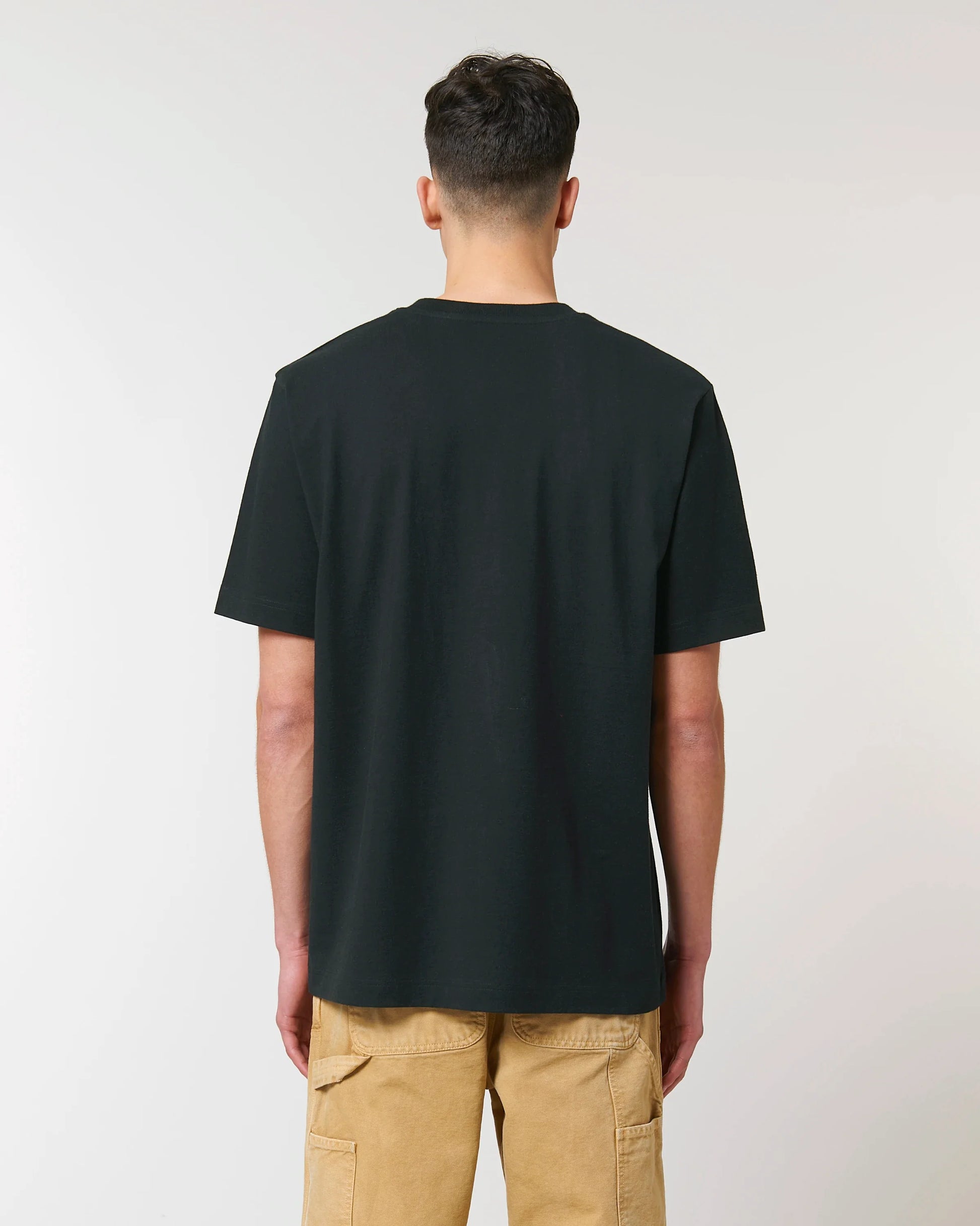 Back view of the “Pirate” Unisex T-shirt, displaying the clean, smooth back with no print and the high-quality fabric construction
