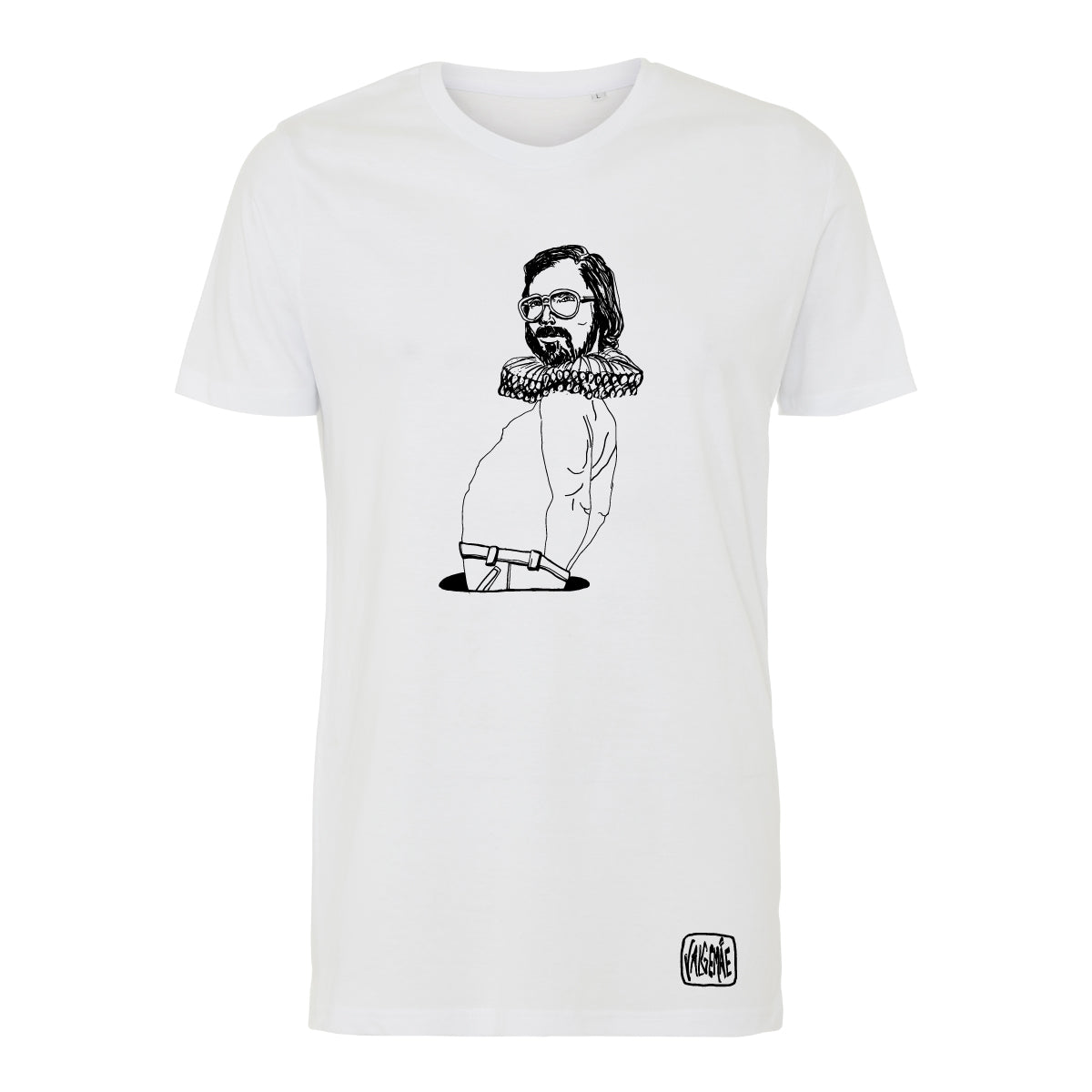 Front view of the “Pervert” White T-shirt by Katrin Valgemäe, showcasing the bold design and soft cotton fabric